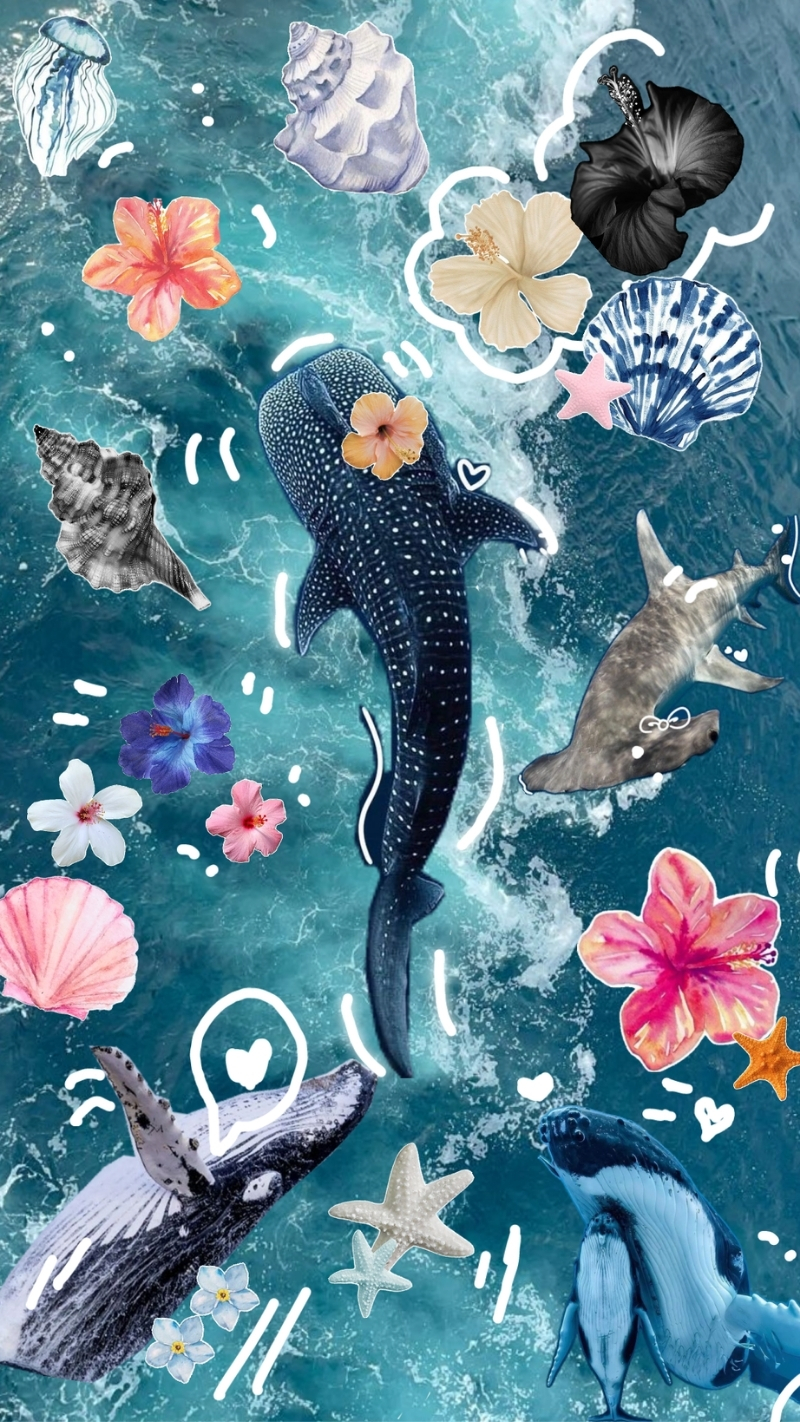 ảnh nền cute điện thoại cá voi xanh