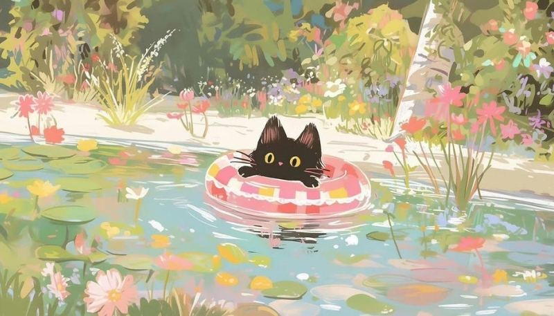 ảnh nền cute mèo đen