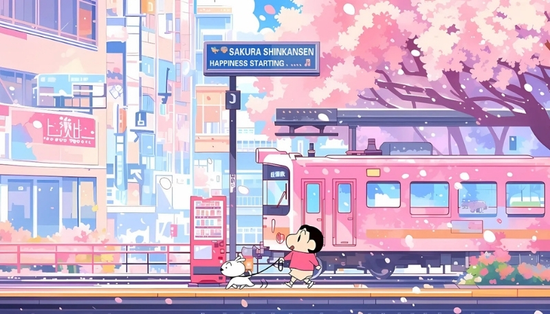 ảnh nền cute shin và cún