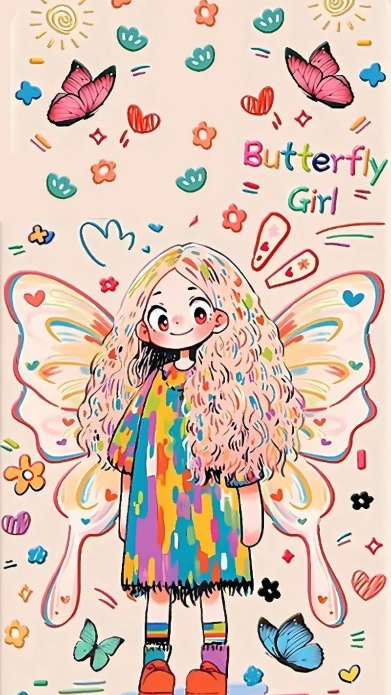 ảnh nền cute điện thoại Butterfly Girl