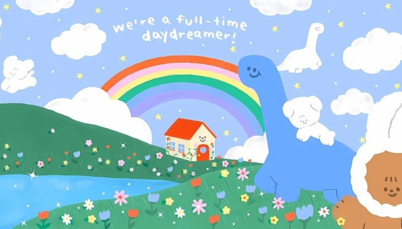 ảnh nền cute cầu vồng