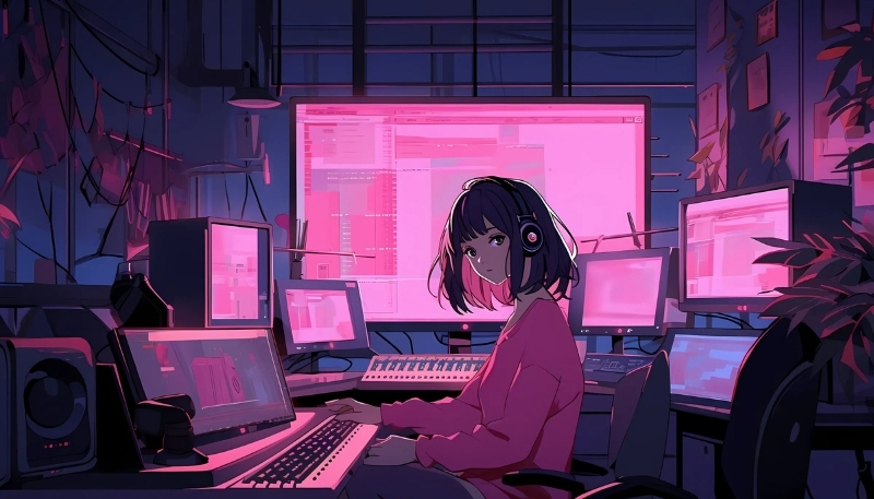 ảnh nền cute cô gái màu hồng