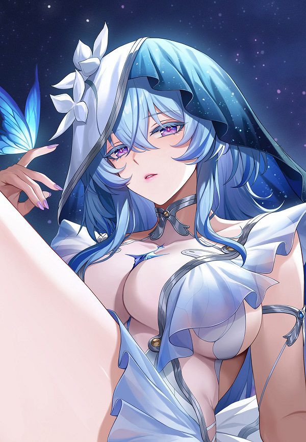 Thiếu nữ anime với ánh nhìn thách thức đầy khiêu gợi