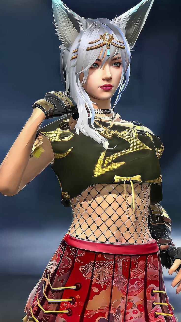 Chân dung nhân vật nữ Free Fire với mái tóc tết, gương mặt lạnh lùng, phong cách độc đáo