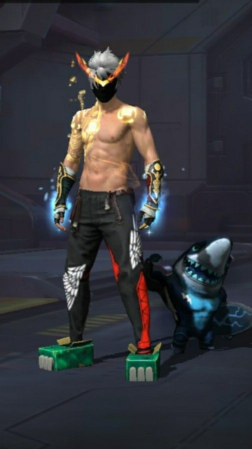 Nữ nhân vật Free Fire với phong cách anime, mái tóc xanh lam, đôi mắt toát lên sự mạnh mẽ