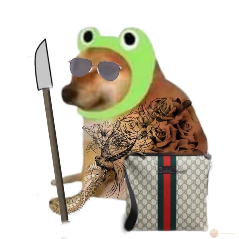 Meme chó shiba cầm súng