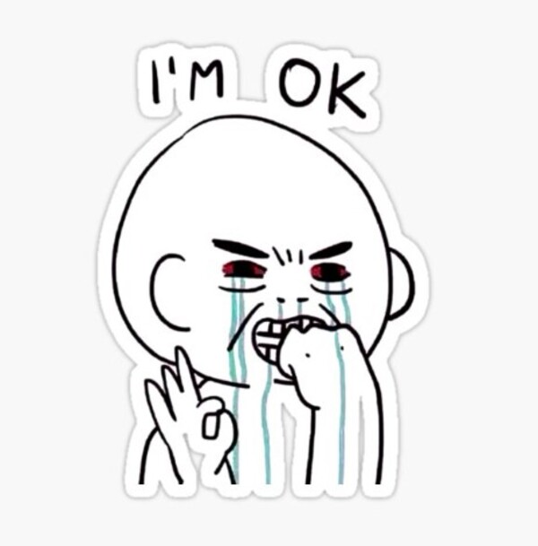 Hình ảnh meme ok - Chàng trai đang cố tỏ ra ổn dù trong lòng bão tố.