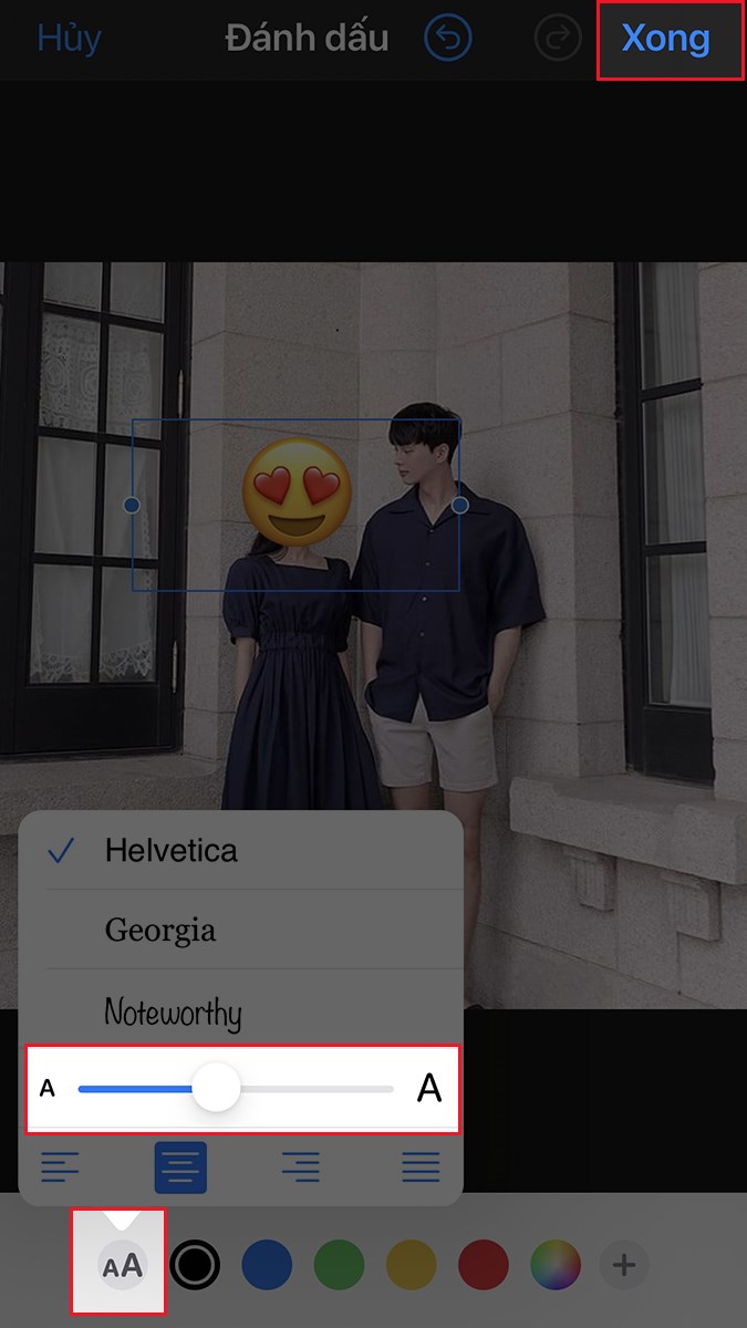 chọn nút AA để chỉnh kích thức icon