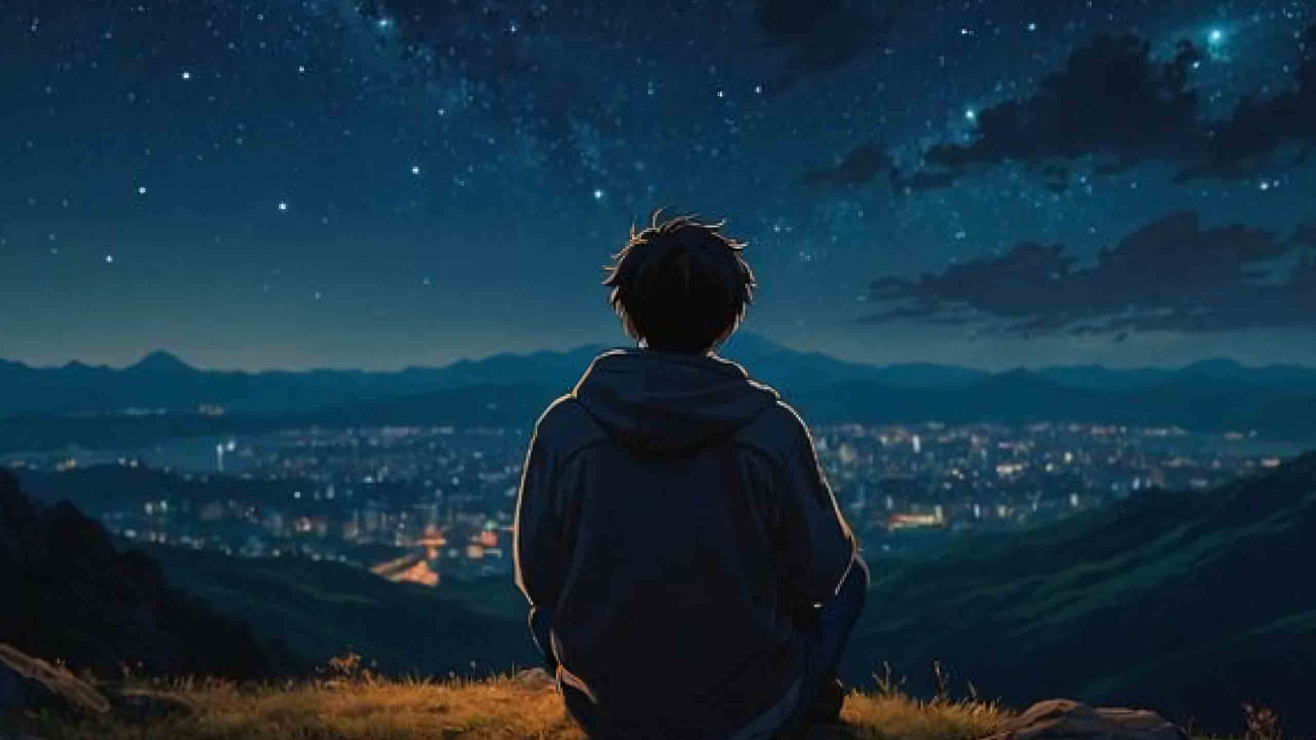 bau troi dem anh phong canh anime buon 2560px 1440px 2k 3