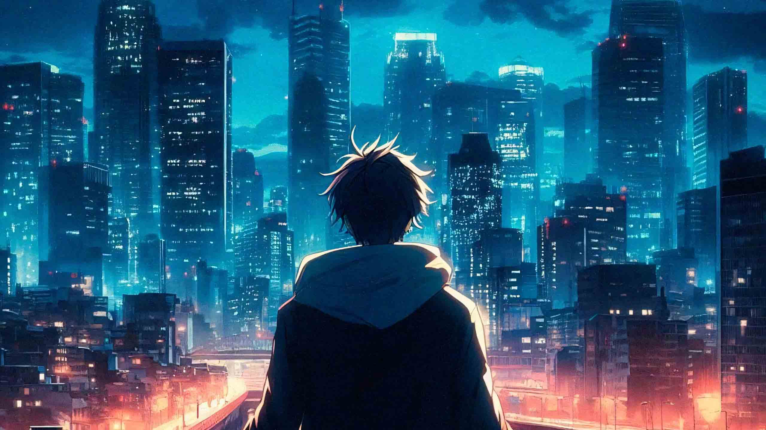 thanh pho anh phong canh anime buon 2560px 1440px 2k 1