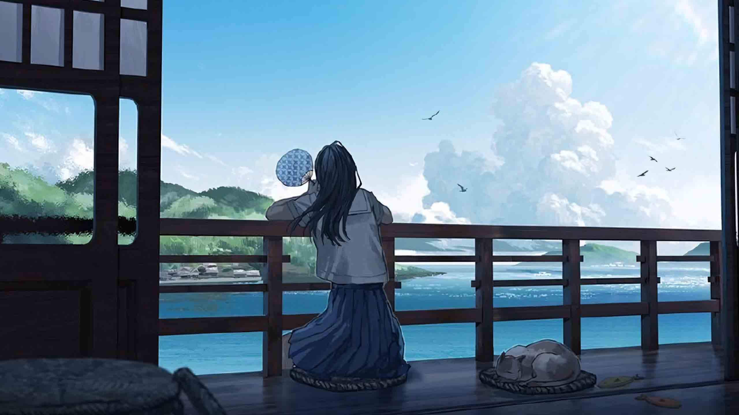 anh phong canh chill buon anime 2560px 1440px 2k 1