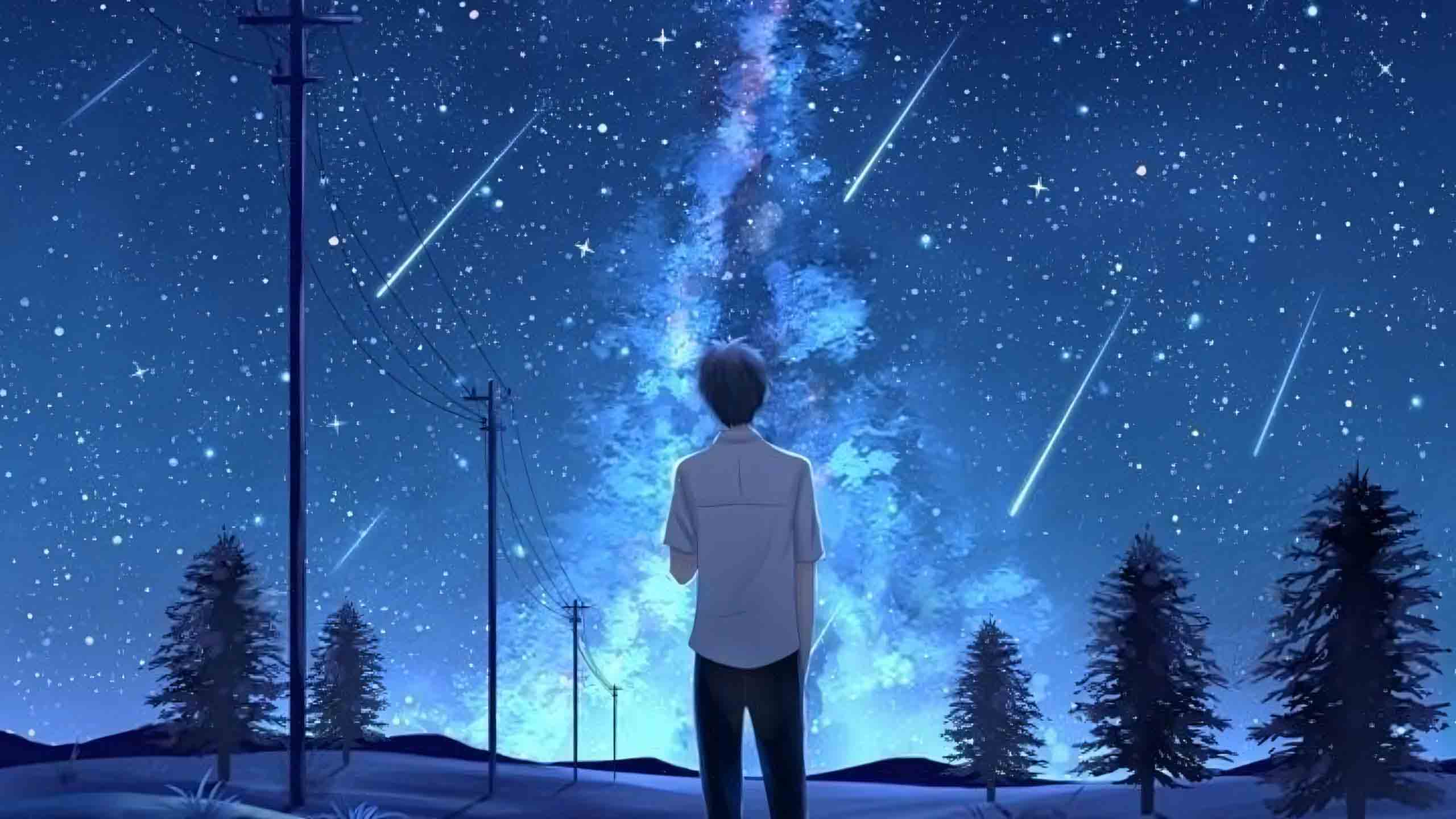 bau troi dem anh phong canh anime buon 2560px 1440px 2k 1