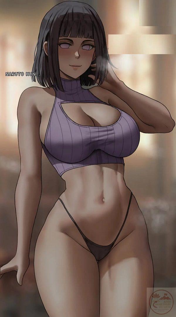 Hinata trong bộ kimono tím khoe vẻ đẹp thanh lịch nhưng đầy gợi cảm