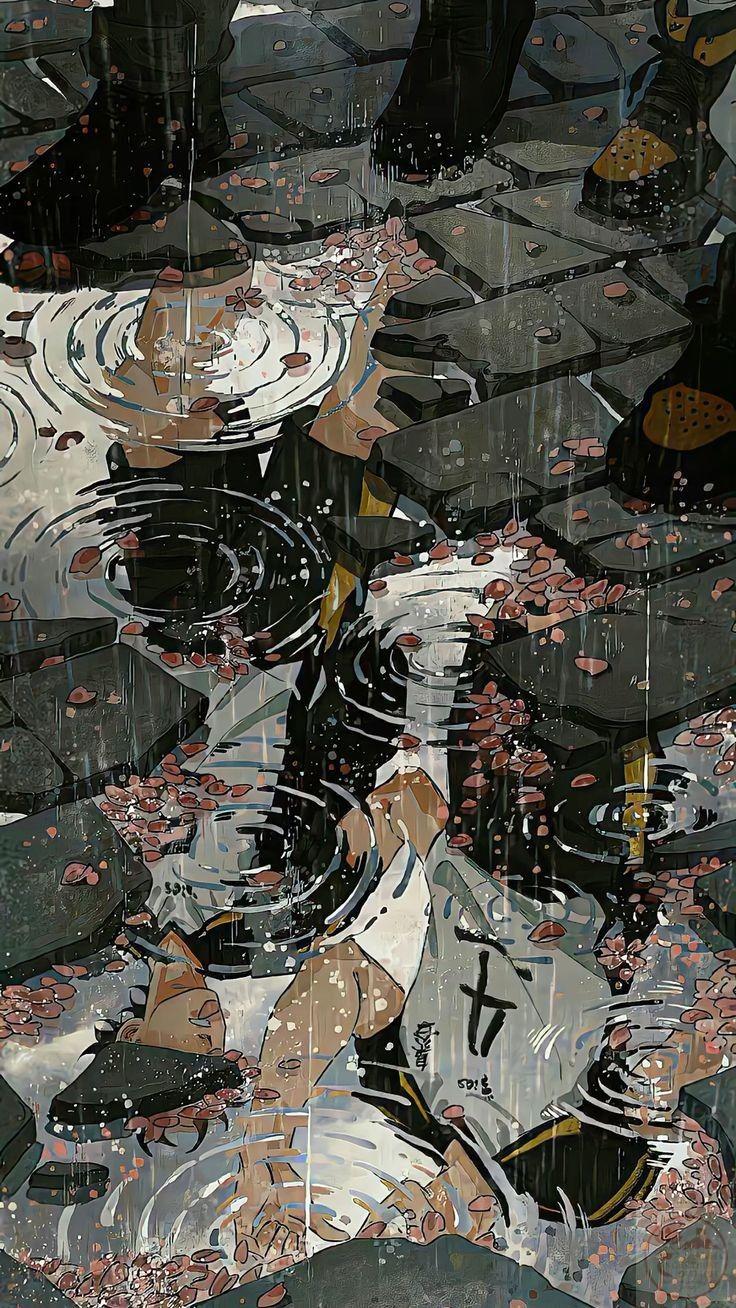 Cảnh mưa nhẹ nhàng khiến không gian hình nền thêm phần tinh tế