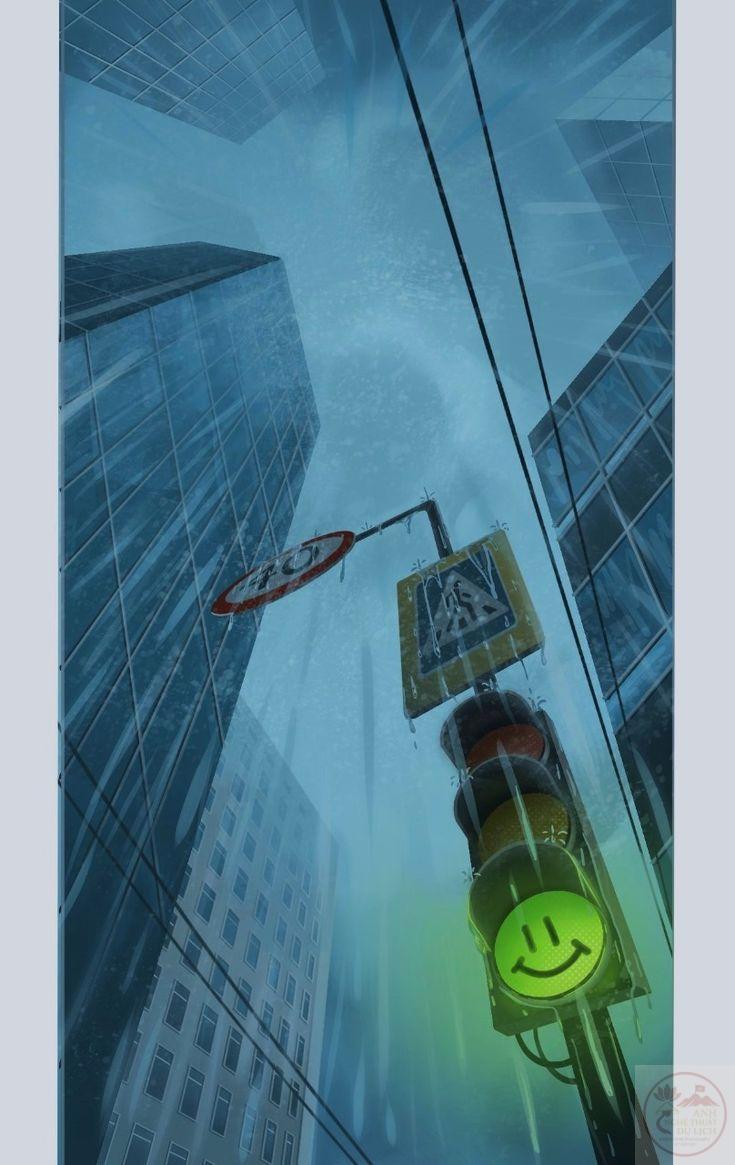 Phố trong mưa gợi cảm giác yên ả và chút hoài niệm nhẹ nhàng