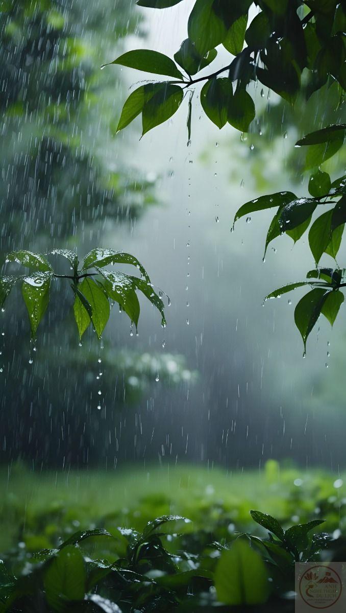 Những hạt mưa rơi trong rừng tạo nên không gian đầy chất thiền