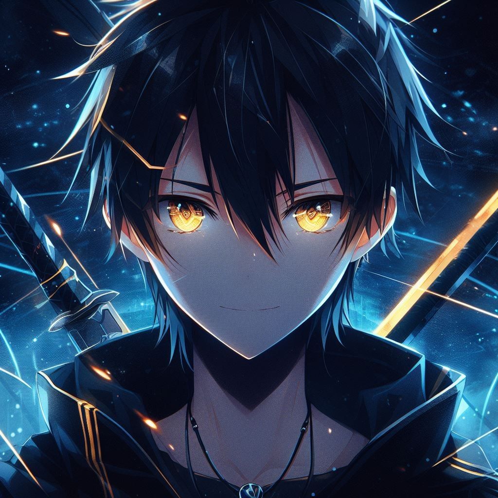 Ánh sáng phản chiếu lên thanh kiếm làm Kirito thêm lung linh