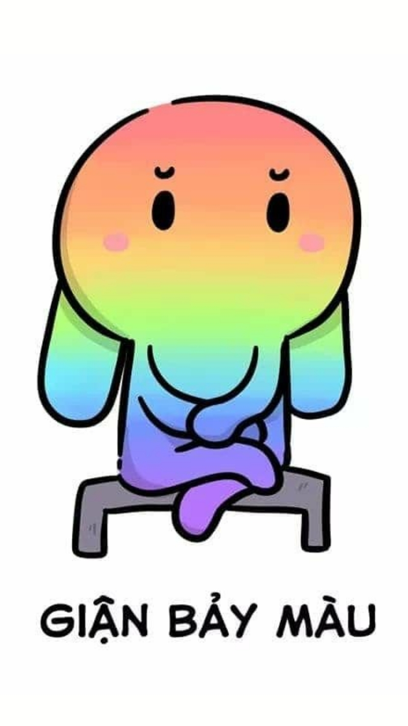 Hình meme thỏ 7 màu dễ thương