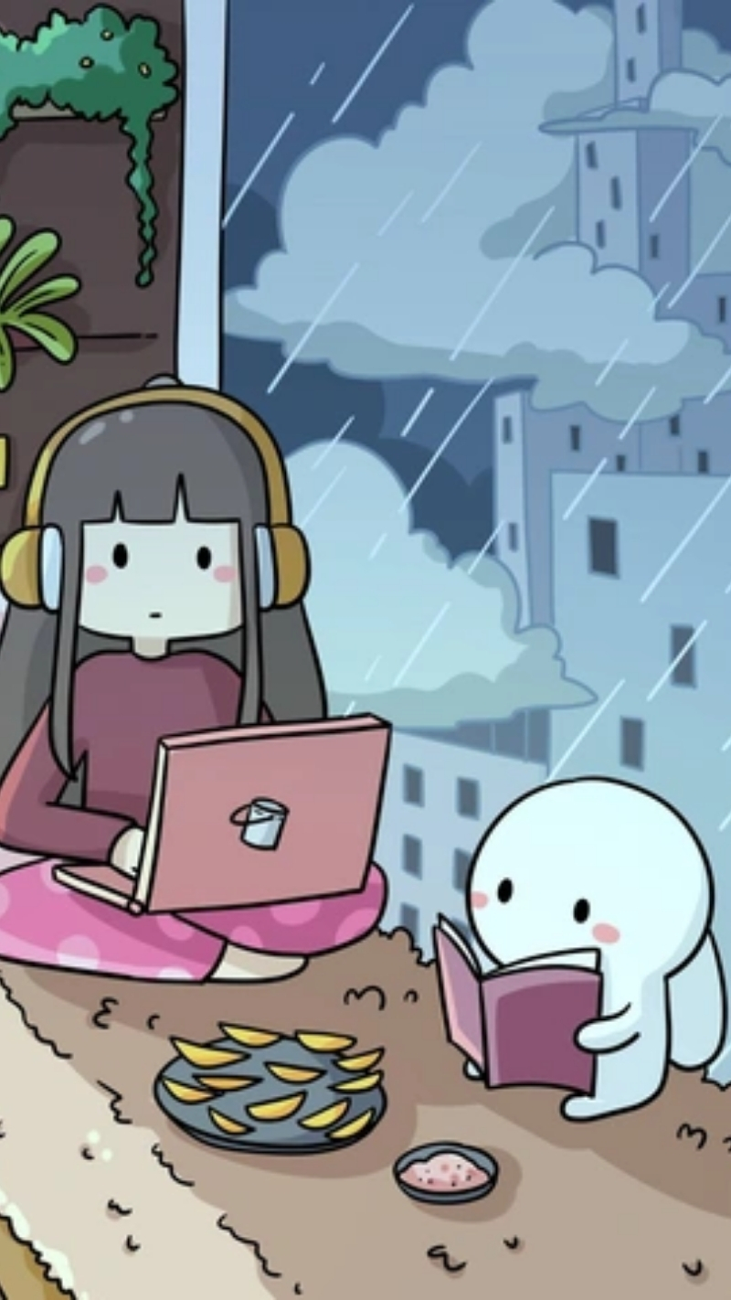 Hình nền thỏ 7 màu và chị Xô siêu đáng yêu