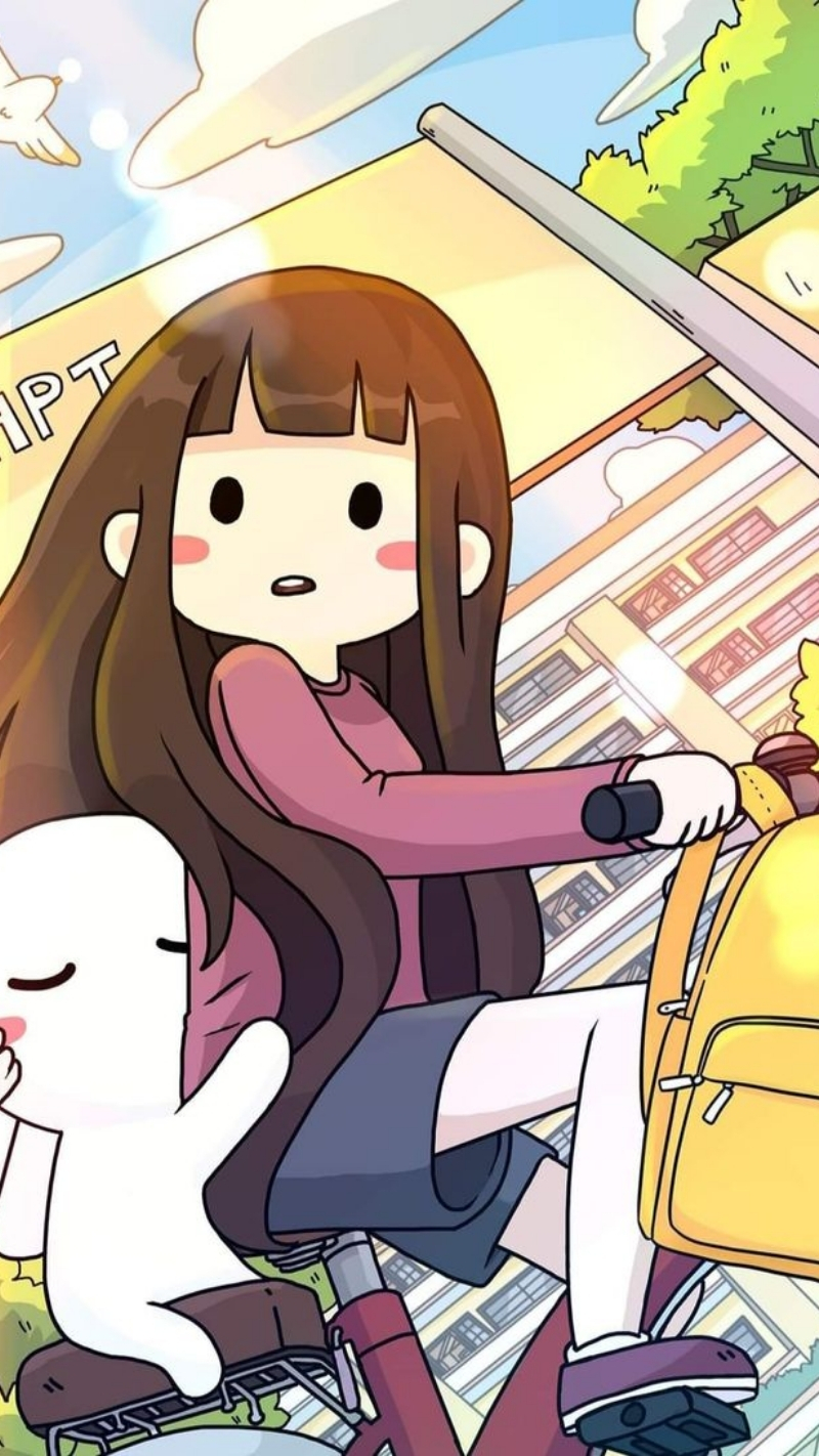 Hình nền thỏ 7 màu và chị Xô dưới nắng đẹp