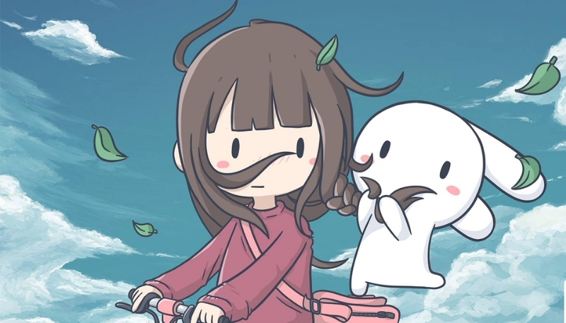 Ảnh nền thỏ 7 màu và chị Xô vui vẻ