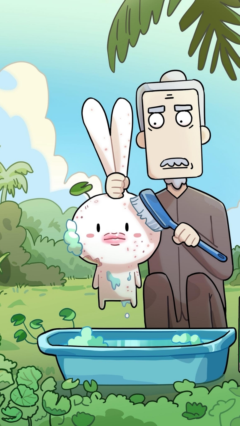 Ảnh nền thỏ 7 màu và ông Năm 4K tuyệt đẹp