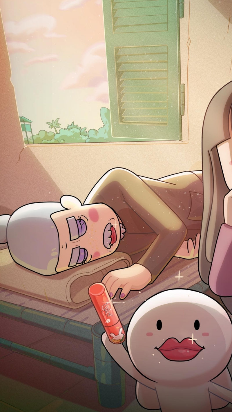 Hình nền ông Năm và thỏ 7 màu hài hước, tươi sáng