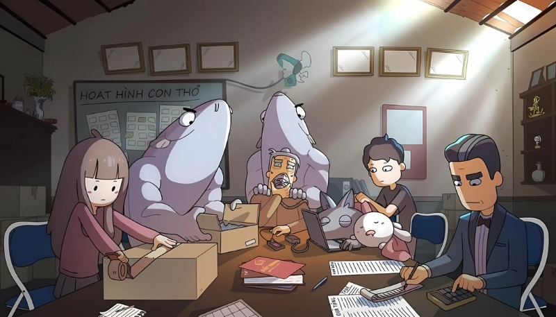 Ảnh nền hài hước của thỏ 7 màu và ông Năm