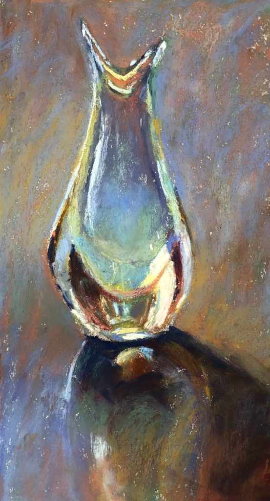 Paint the background: Gail Sibley, "Venice Backlit," Unison Colour pastels on UART 320, 11 x 6 in.