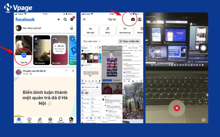 Đăng story trực tiếp từ camera Facebook