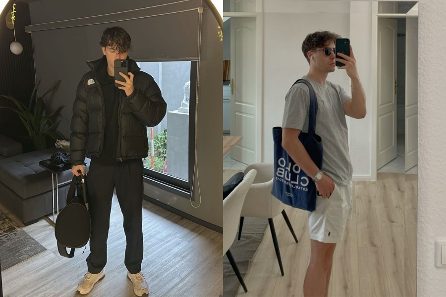 Các chàng trai có thể chọn cách tạo dáng chụp toàn thân để khoe outfit