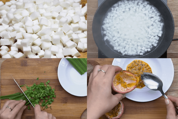 sơ chế nguyên liệu làm mứt dừa non