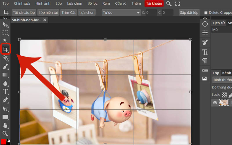 Dùng Photopea để cắt ảnh