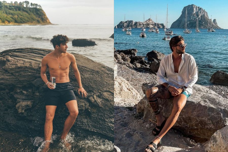 Cách tạo dáng chụp hình ở bãi biển với khung cảnh mỏm đá quen thuộc