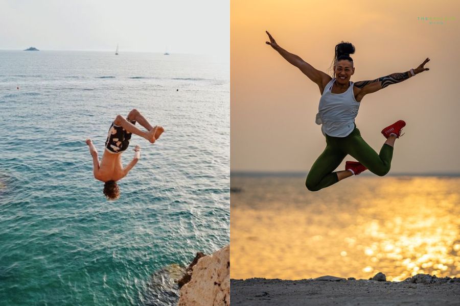 Cách tạo dáng chụp hình nhảy cao đầy tự do ở bãi biển