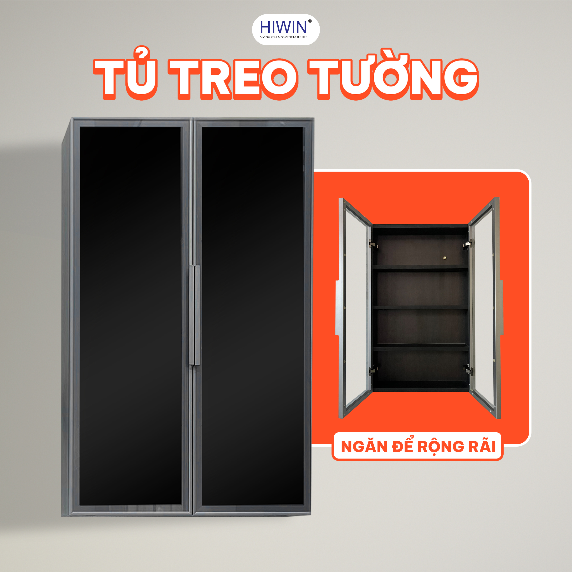 Tủ treo tường thiết kế 4 ngăn tủ tiện lợi