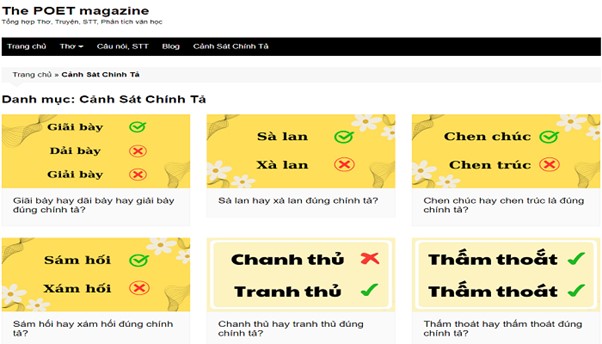 The POET magazine hỗ trợ sửa lỗi chính tả