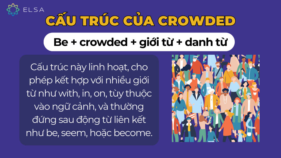 Cấu trúc và vị trí của crowded trong câu tiếng Anh