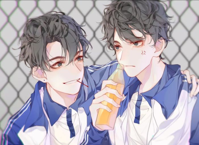 Ảnh đam mỹ chibi cute, cặp đôi anime tình cảm, cực dễ thương.