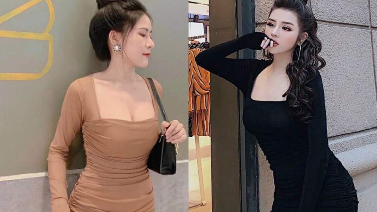 Cách tạo dáng chụp ảnh đẹp khi mặc váy ôm body Tựa lưng vào tường