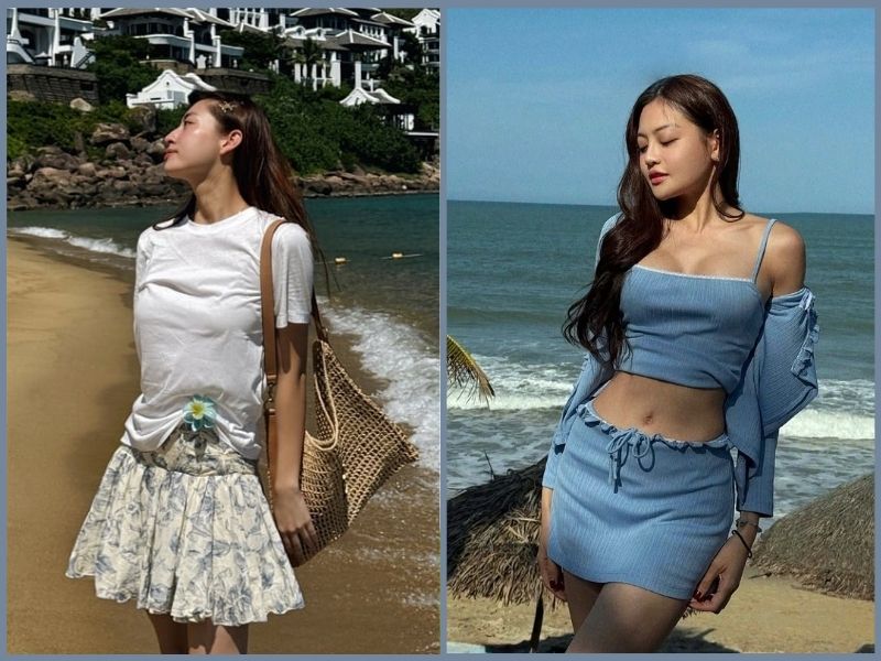 chụp ảnh ở biển nên mặc chân váy ngắn