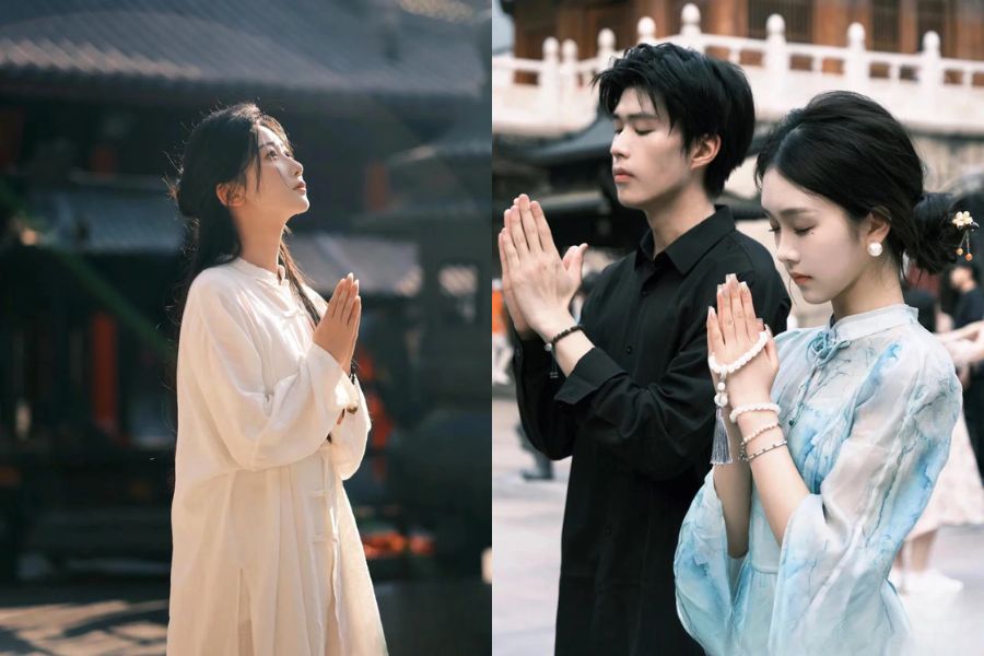 tạo dáng chắp tay cầu nguyện 