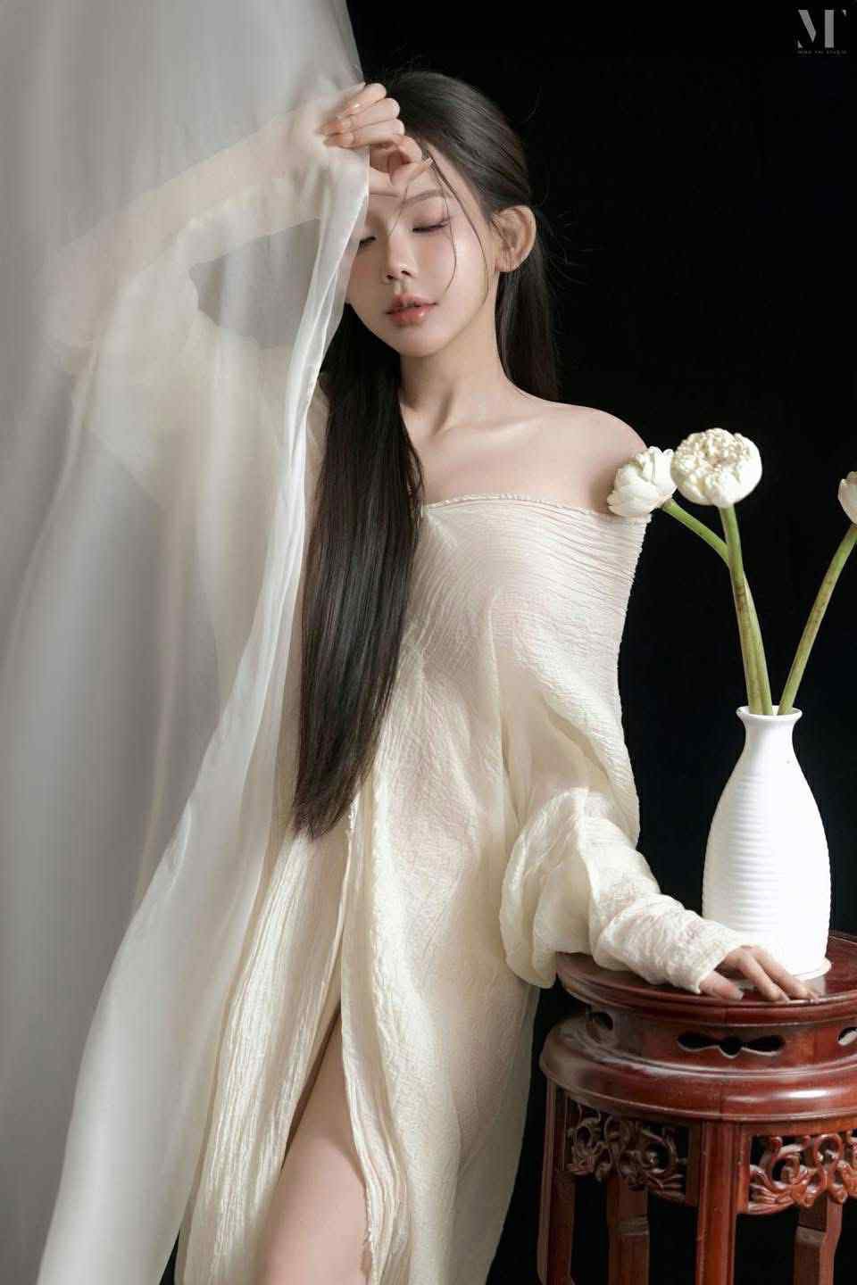 chụp ảnh hoa sen ở studio