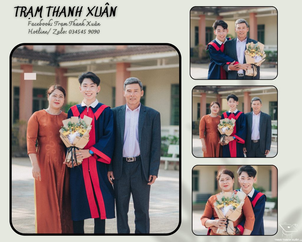 Áo dài mẹ chụp ảnh kỷ yếu cùng con trai