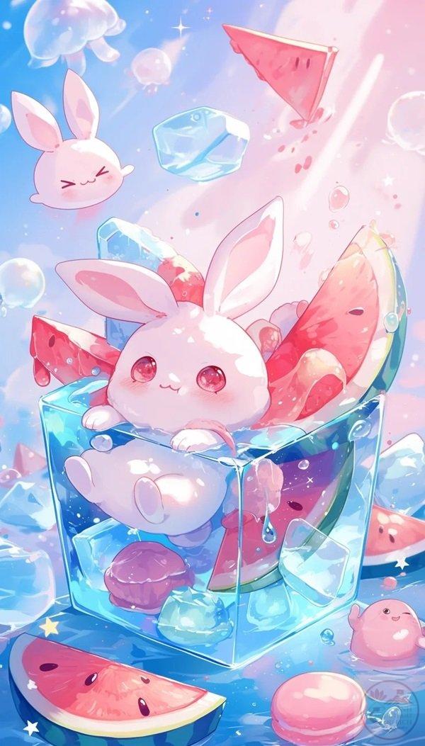 Thỏ chibi nền cute