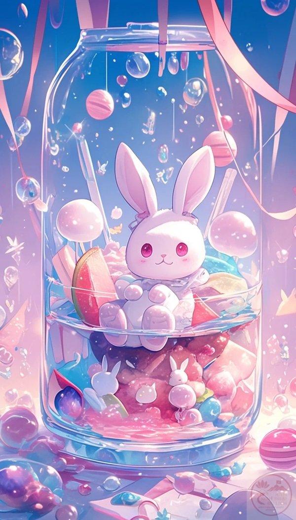 Thỏ chibi nền cute