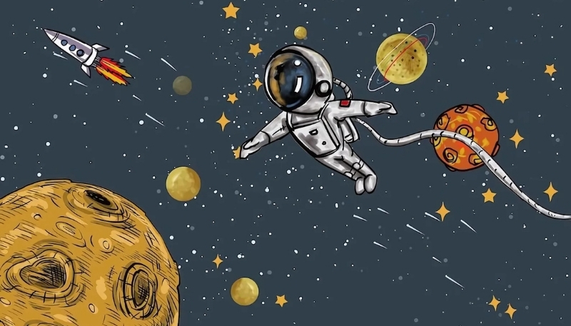 Hình nền phi hành gia phong cách tiktok cho máy tính