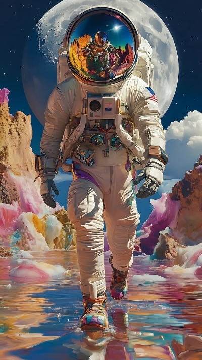 Hình nền phi hành gia 3D ấn tượng cho điện thoại