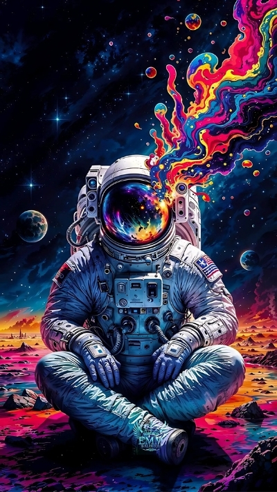 Hình nền phi hành gia nghệ thuật ấn tượng cho điện thoại