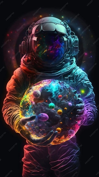 Hình nền phi hành gia nghệ thuật rực rỡ cho điện thoại